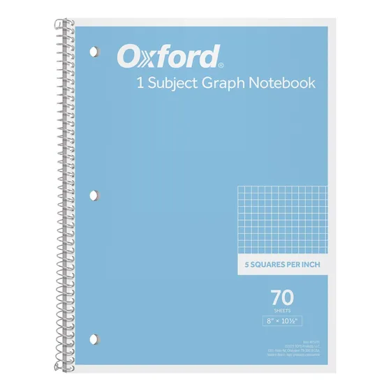 Cuaderno Oxford Spiral Graph Rayado De 1 Tema, 70 Hojas