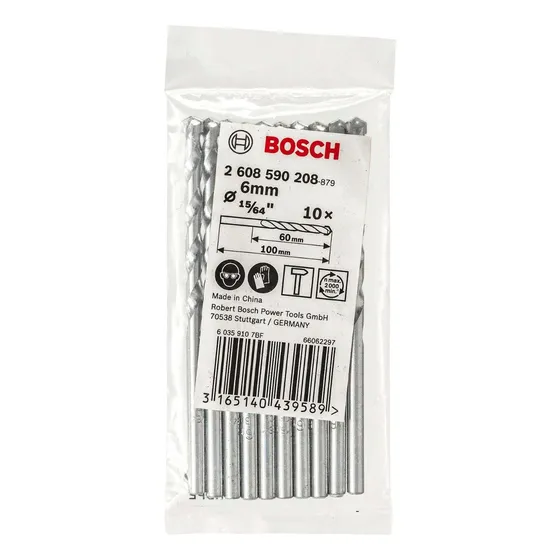 Set x10 brocas 2608590208 para hormigón 6x100 mm Bosch