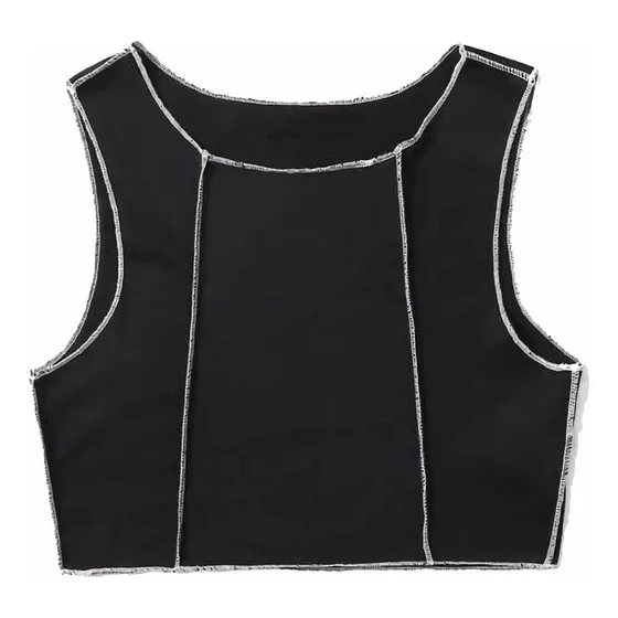Chaleco Punto Sin Manga Para Dama Ajuste Ropa Calle Moda