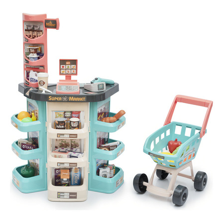 Mercadinho Infantil Carrinho Brinquedo Com Luz Som 47 Peças Cor Azul E Rosa Mercadinho Infantil Carrinho Brinquedo Com Luz Som 47 Peças Cor Azul E Rosa