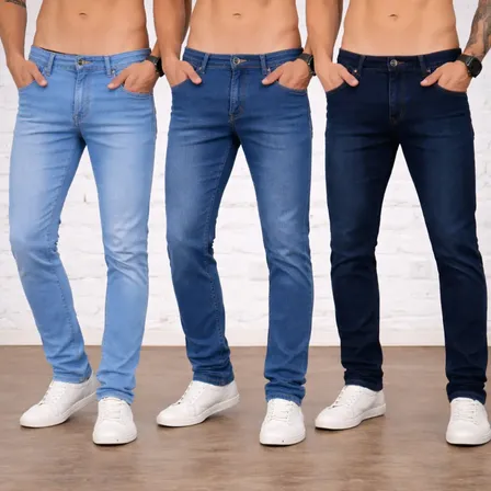 Kit 3 Calça Jeans Masculina Slim Com Lycra Elastano Original - foto 1