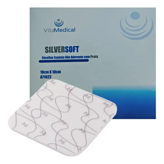 Silversoft Curativo Espuma Poliuretano Prata 10cmx10cm - 1un
