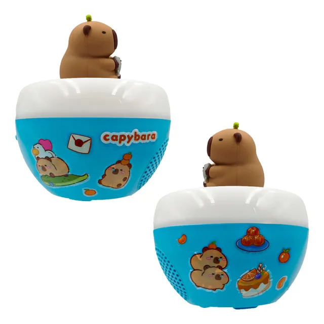 Bocina Bluetooth Radio Fm Luz Led Giratoria Capibara