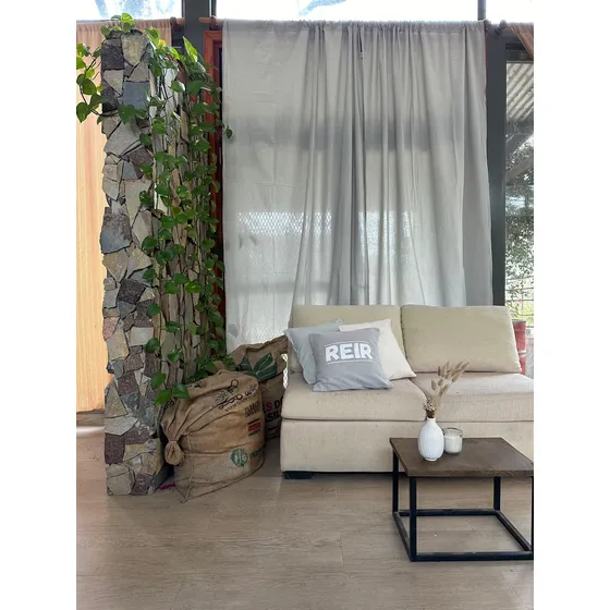 Cortina Tusor Algodon 2 Paños De 150 X 230 Cm Barral Oculto
