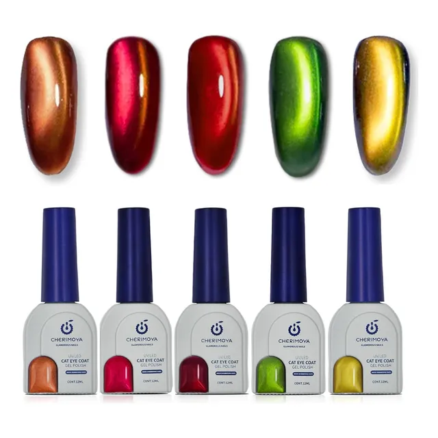 Set De Esmalte De Uñas De Gel Neon Cat Eye 5pcs Cherimoya