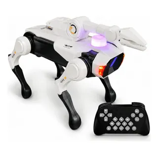 Cachorro Robô Inteligente Controle Remoto App Luz Música Cão Robô Branco