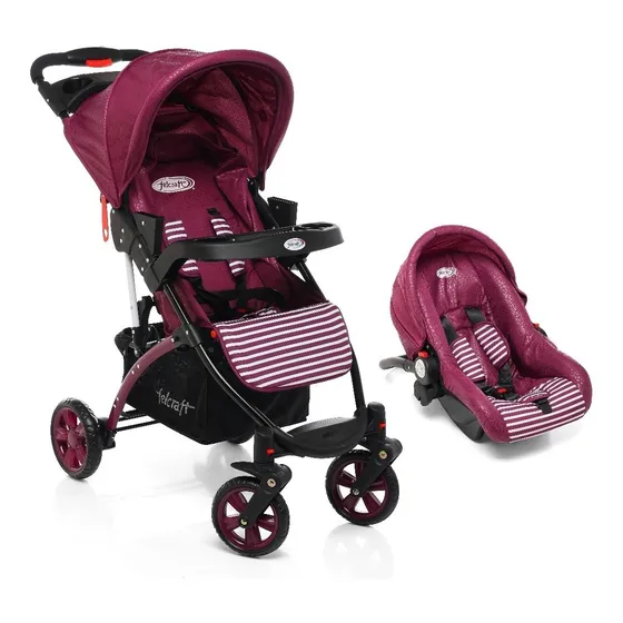 Cochecito Bebé Felcraft Triana Huevito Color Vino Chasis Negro