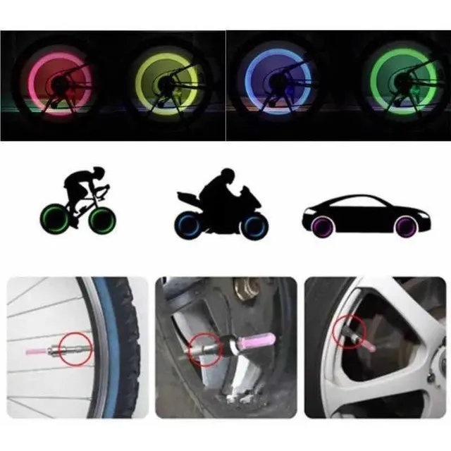 Luz Tapa Valvula Con Luz Led Bicicleta Moto Auto - Moderna