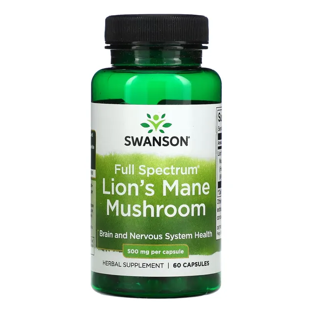 Cogumelo Juba De Leão  Lion's Mane 500mg 60 Cápsulas Swanson