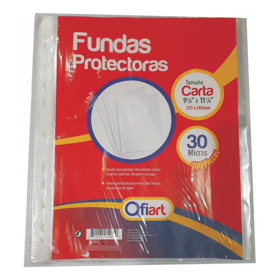 Fundas Protectoras Transparentes  100un. Carta