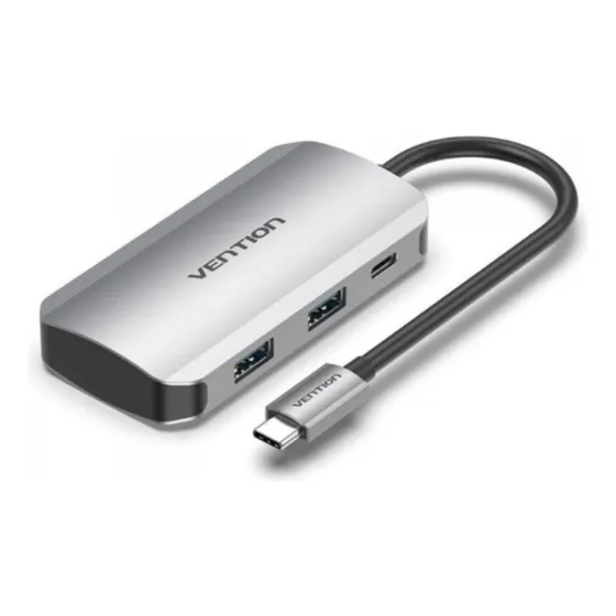 Hub Usb-c A Usb 3.0 X 4/micro Usb 0.15m Plateado Vention