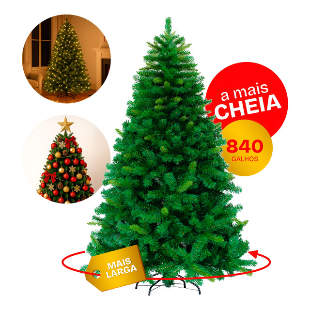 Árvore De Natal Pinheiro Tradicional Verde 1,80m Com 840 Galhos Modelo Cheio, Realista E D... Árvore De Natal Pinheiro Tradicional Verde 1,80m Com 840 Galhos Modelo Cheio, Realista E D...