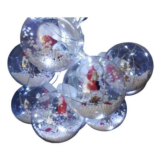 Luces Navideñas Cortina Micro Led Esfera De Nieve X10 Cálido