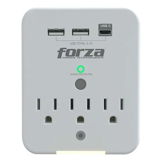 Toma Corriente Con Protector De Voltaje 1875w Fwt-331usbc