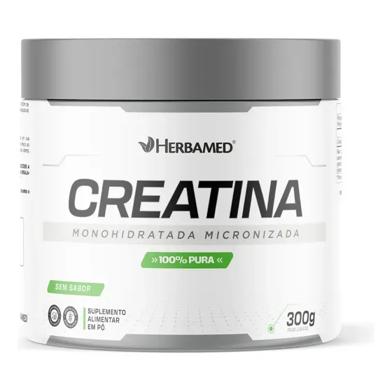 Creatina Monohidratada 100% Pura 300g Pó Sem sabor Herbamed