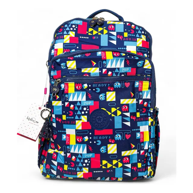 Mochila Kipling Edición Especial Pac-man Azul Liso