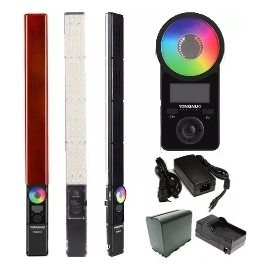 Iluminador Led Bastão Yn360 Iii +1 Bat F970 + Carreg + Fonte Estrutura Preto Luz Branco-quente/RGB 127/220V