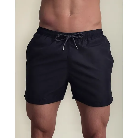 Short De Baño Hombre Liso Traje Malla Suspensor Bolsillos