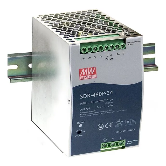 Fuente Riel Din Industrial Pfc Paralela Mw Sdr-480p-24
