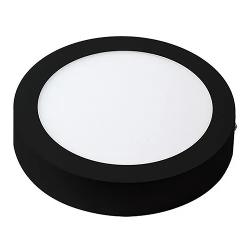 Panel Plafon Redondo Led 6w Negro Luz Calida Macroled