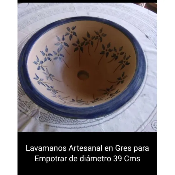 Lavamanos Artesanal En Gres Para Empotrar De 39 Cms 