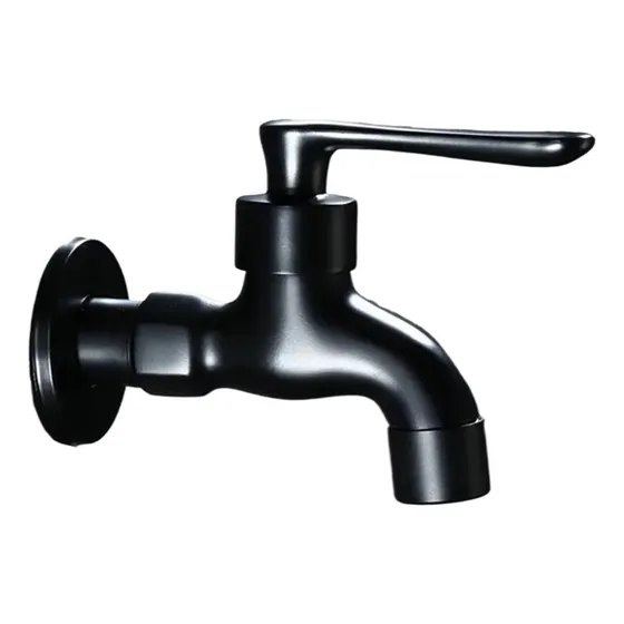 Grifo Laton Negro Montado Pared Baño Esquina Lavadora Jardin