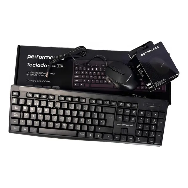 Kit Teclado Y Mouse Performance Usb Español Oficina Negro