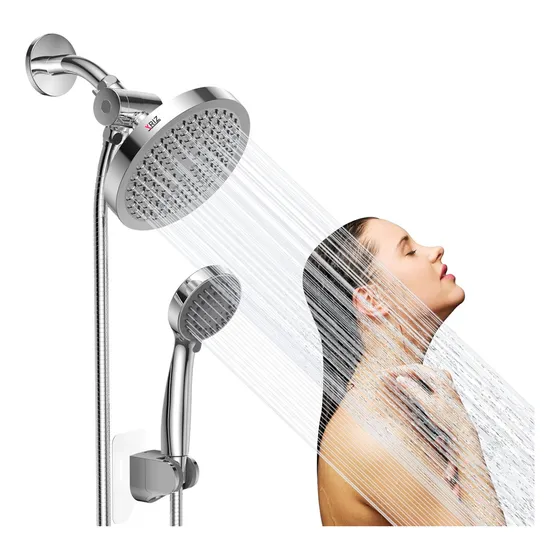 Regadera Ducha Alta Presión 6'' Con Manguera Cromada