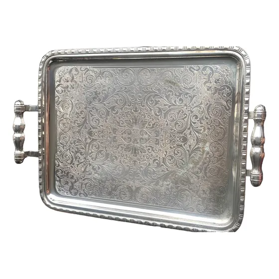 Bandeja De Plata. Ornamental. Rectangular De Asas Y Ovalada.