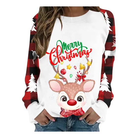 Ayaso Mujer Reno Sudadera Navidad Ropa Calle Suave Otoño