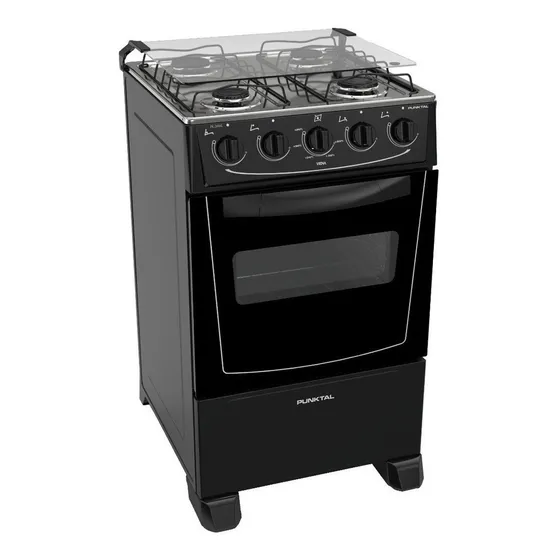 Cocina Punktal PK-268BK Viena Super Gas 4h Horno 51l Limpia Fácil Color Negro Sin Tapa De Vidrio