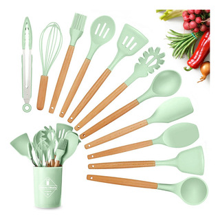 Utensilios Silicona 12 Set Cocina Espatulas Reposteria Teker Color Verde Utensilios Silicona 12 Set Cocina Espatulas Reposteria Teker Color Verde