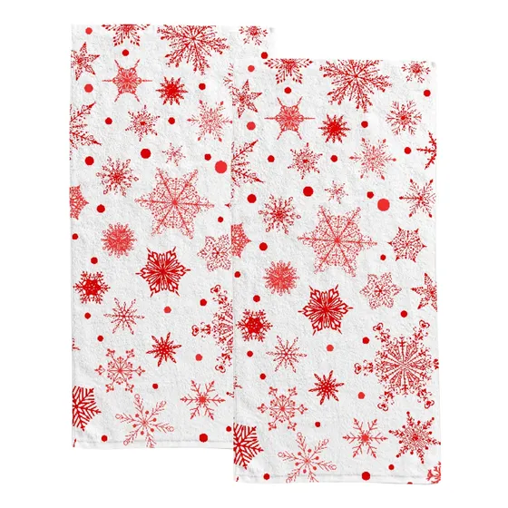 Toalla Cocina Mano Para Baño Copo Nieve Navidad Cara Roja 2