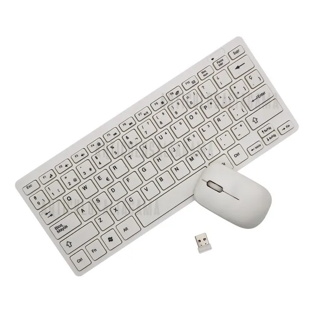 Kit Mini Teclado + Mouse Óptico Inalámbrico Para Pc Mac