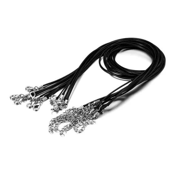 Collares Negros De Cuerda Trenzada Broche Langosta 25 Unds