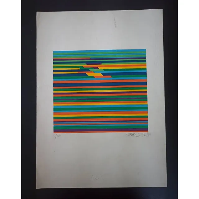Hermosa Obra Original Del Maestro Cruz Diez 1980, Dedicada!!