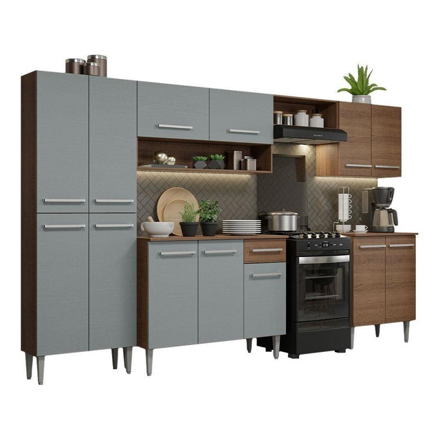 Armário Cozinha Completa Modulada Madesa Emilly Xa293001 Balcão Rc Cor Rustic/cinza Armário Cozinha Completa Modulada Madesa Emilly Xa293001 Balcão Rc Cor Rustic/cinza