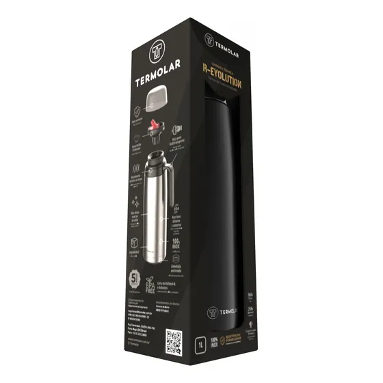 Termo Termolar R-evolution Revolution Acero Inox Negro 1 Ltr