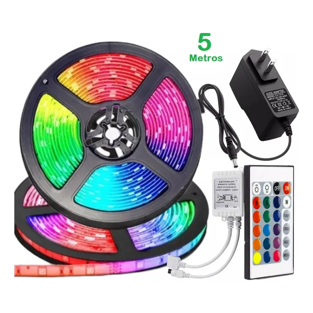 Cinta Led Carrete De Luz Led De 5 Metros Rbg Con Su Control 