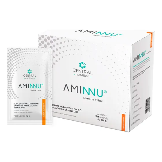 AMINNU® Sem Xilitol - Central Nutrition - Sabor Tangerina - 10g 30 Sachês