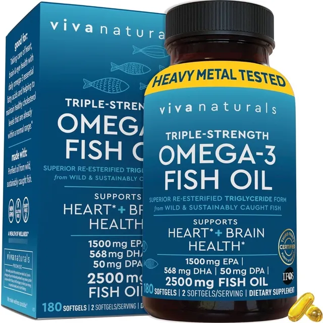 Aceite De Pescado Omega 3 Viva Naturals 180 Softgel Sin Sabor