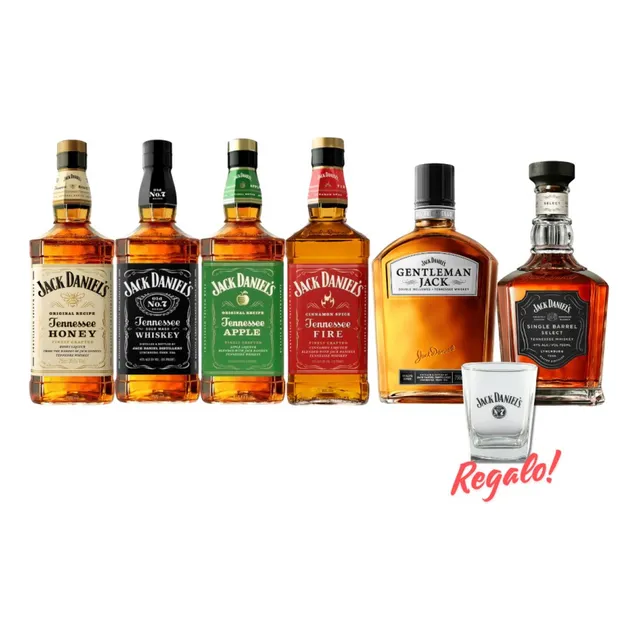 Pack 6x Jack Daniels - The Family - 750ml + Vaso Original