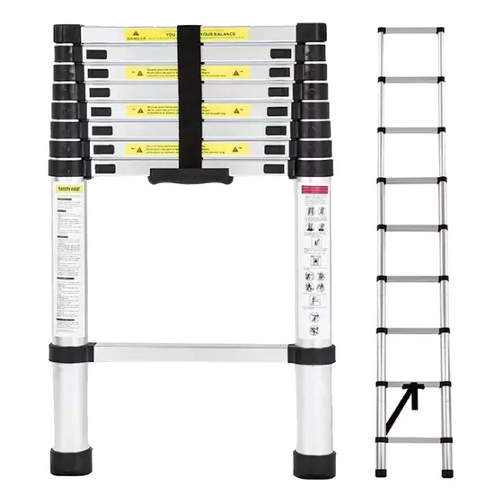 Escalera Telescópica Extensible De Aluminio 9 Peldaños 2.6m