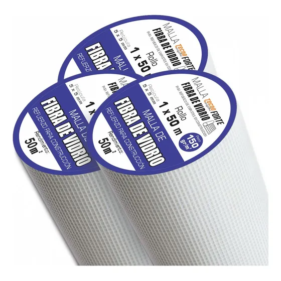3 Rollos Malla De Fibra De Vidrio, Sin Adhesivo, 1 X 50 Mts.