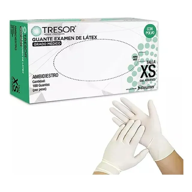 Guantes Latex Blanco Tresor (elegir Medida ) 100 Unidades