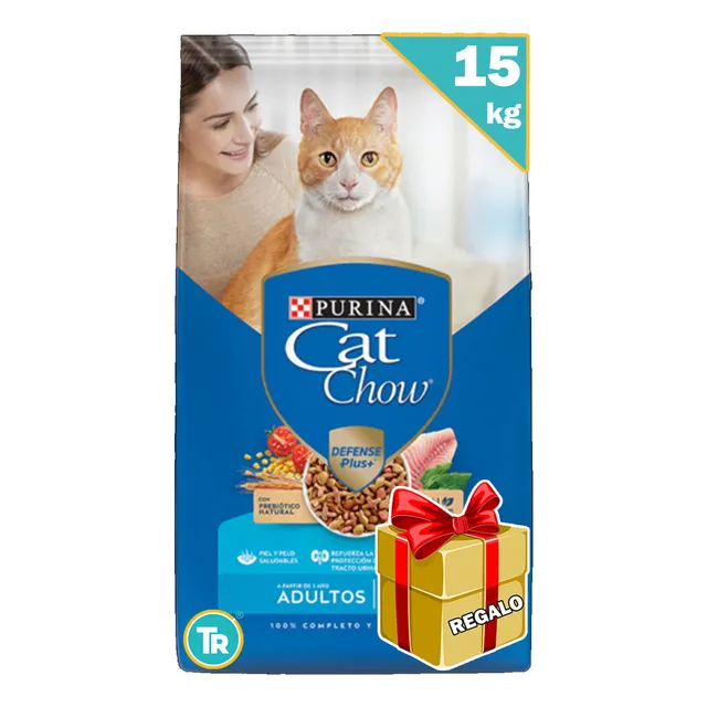 Cat Chow Gatos Adultos 15 Kg + Comedero Doble+ Envío S/cargo
