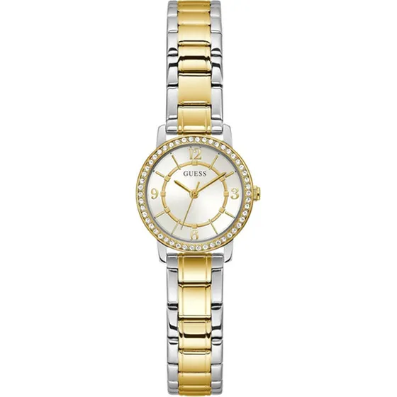 Reloj Dama Guess 28mm, Tono Plata/oro, Esfera Blanca