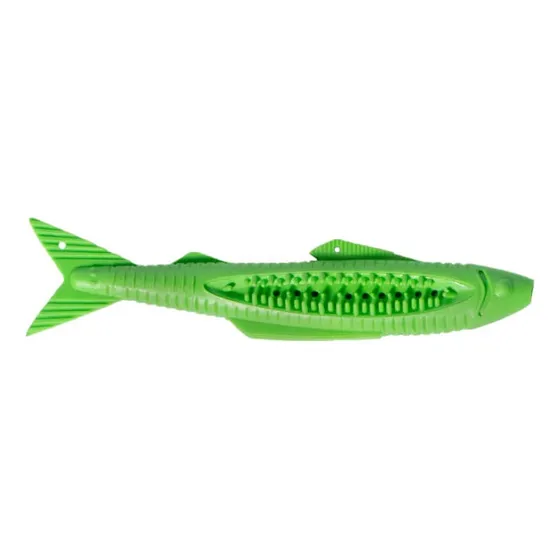 Brinquedo Dental P/ Gato Dental Com Pasta Formato De Peixe Cor Verde