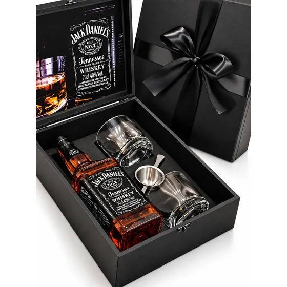 Cesta Presente Jack Daniel's Tenesse Whisky Old No. 7 + 2 Copos + Dosador.