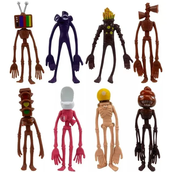  Siren Head Cabeça De Sirene Kit Com 8 Bonecos - 11 Cm